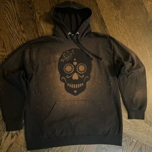 Halloween large skull sweatshirt one of a kind black bleached